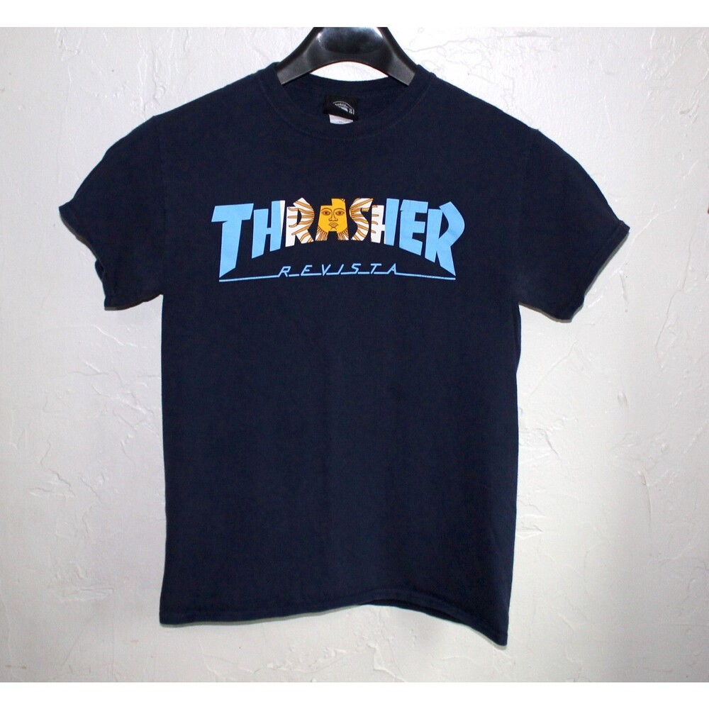 Thrasher Magazine Argentina Flag Tshirt men S small blue Skate revista logo